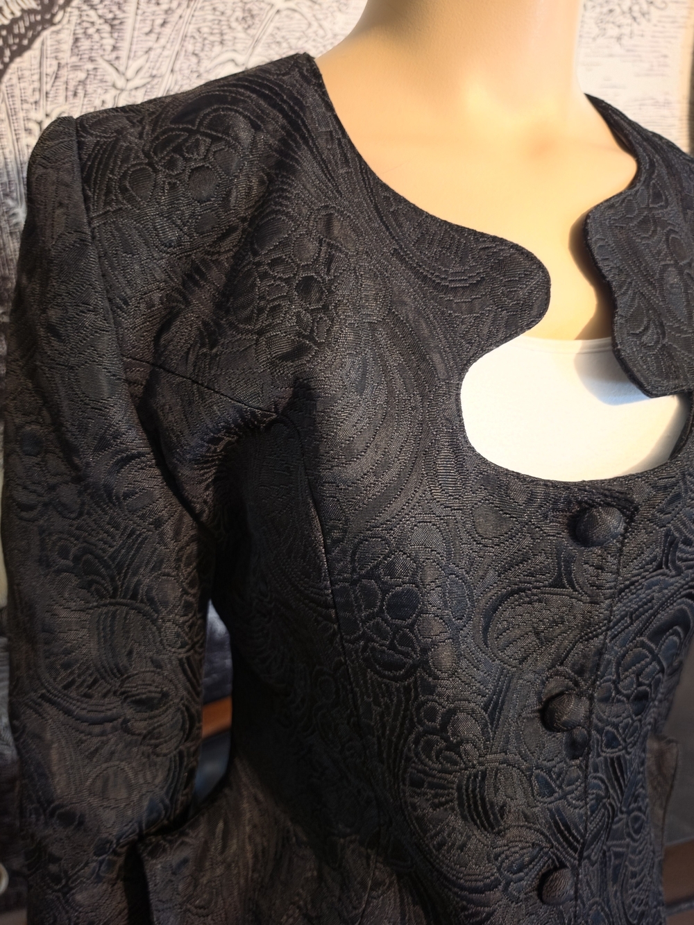 VTG Faust Paris Black Jacquard Cutout Jacket // Avant Garde Goth Whimsigoth